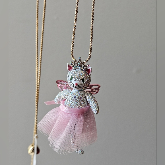 Betsey Johnson Cat Fairy Pendant Slider Necklace - Picture 7 of 16